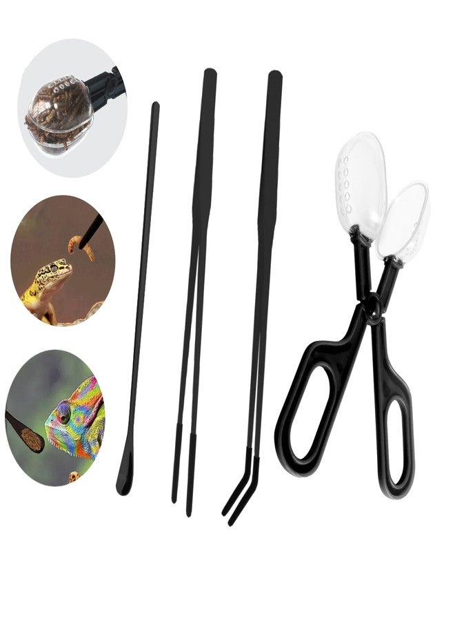 GCFTIFF Reptile Long Handle Feeding Tools,2Pcs Extra Long Stainless Steel Reptile Feeding Tongs with Rubber Tip, 1Pcs Reptile Feeding Spoon, 1Pcs Plastic Reptile Feeding clamp,Terrarium Feeder Tool - Image 1